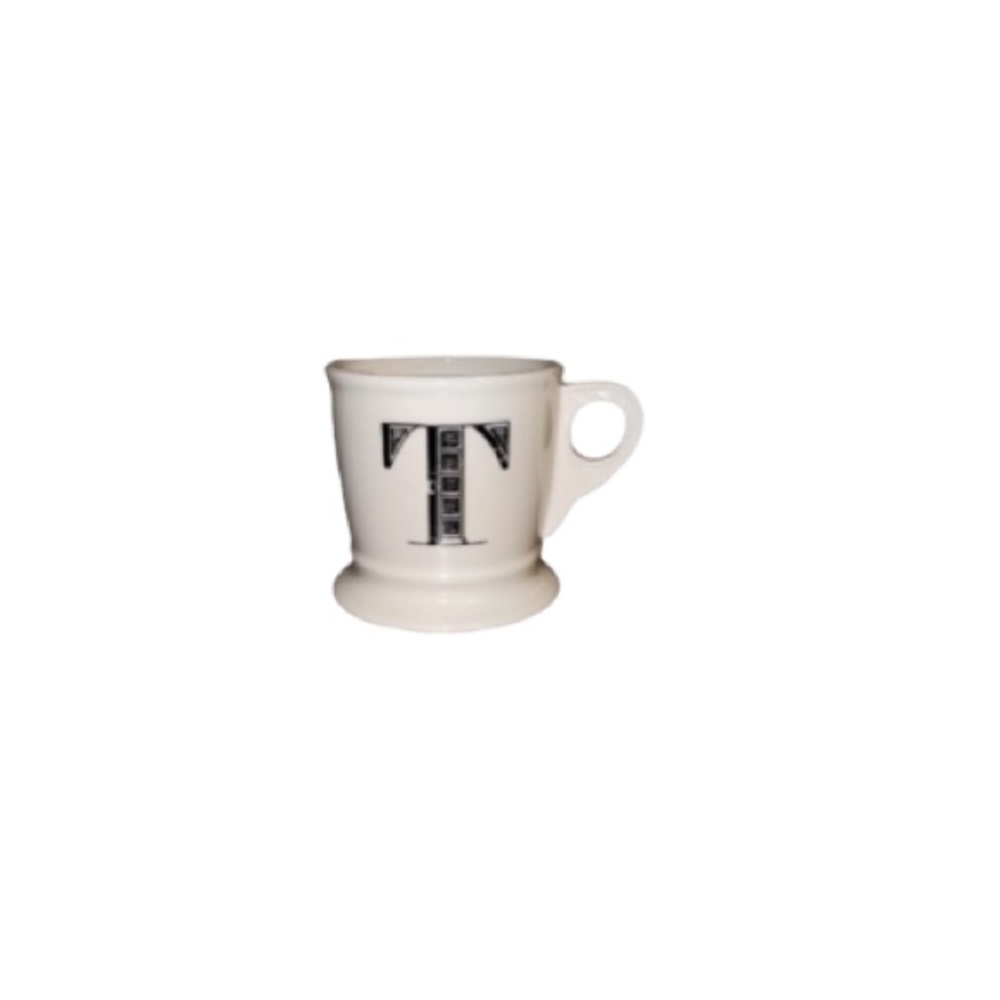 Anthropologie Cream and Black Ceramic Letter T Monogram Mug